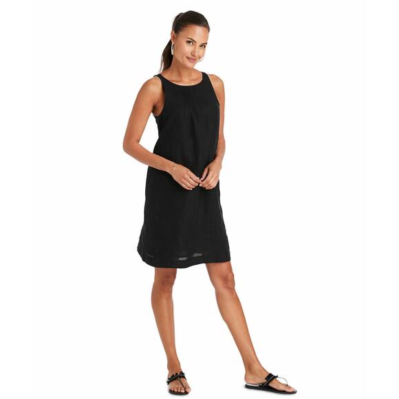 NWT VINEYARD VINES Linen Pintuck Swing Dress Size 00 Jet Black - Picture 1 of 8